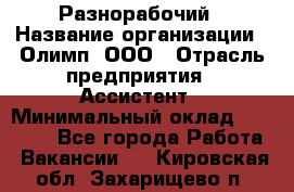 Разнорабочий › Название организации ­ Олимп, ООО › Отрасль предприятия ­ Ассистент › Минимальный оклад ­ 25 000 - Все города Работа » Вакансии   . Кировская обл.,Захарищево п.